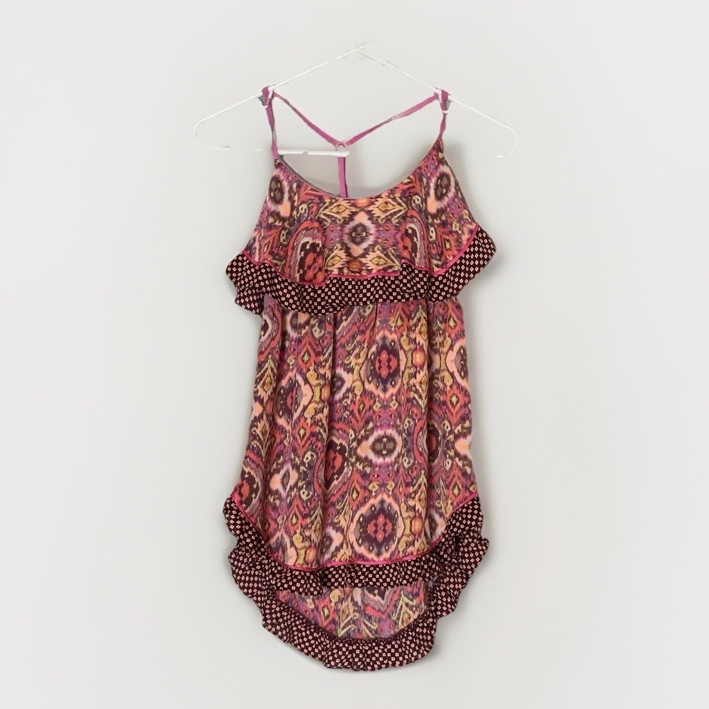 Victoria's Secret Boho‎ Slip Dress Womens Small Ruffle Hem Printed Summer y2k